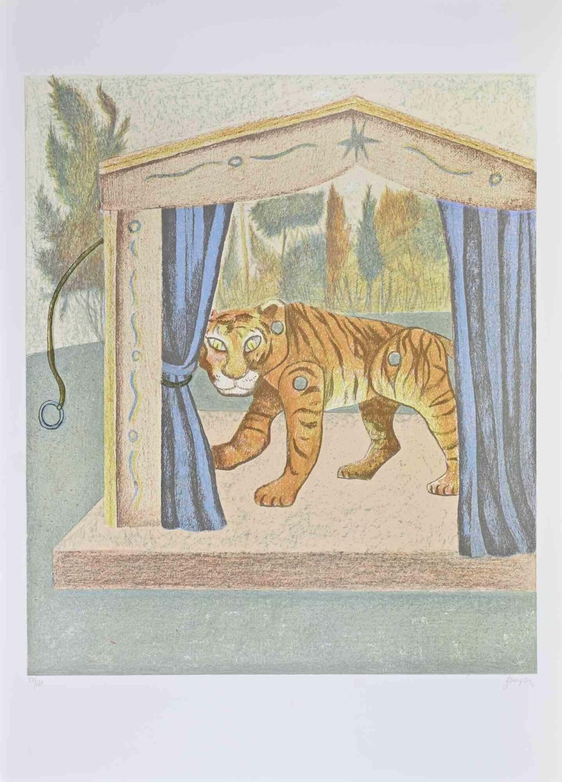 Enrico Benagliathe Tiger   Lithograph By Enrico Benaglia   1990s1990s photo furniture