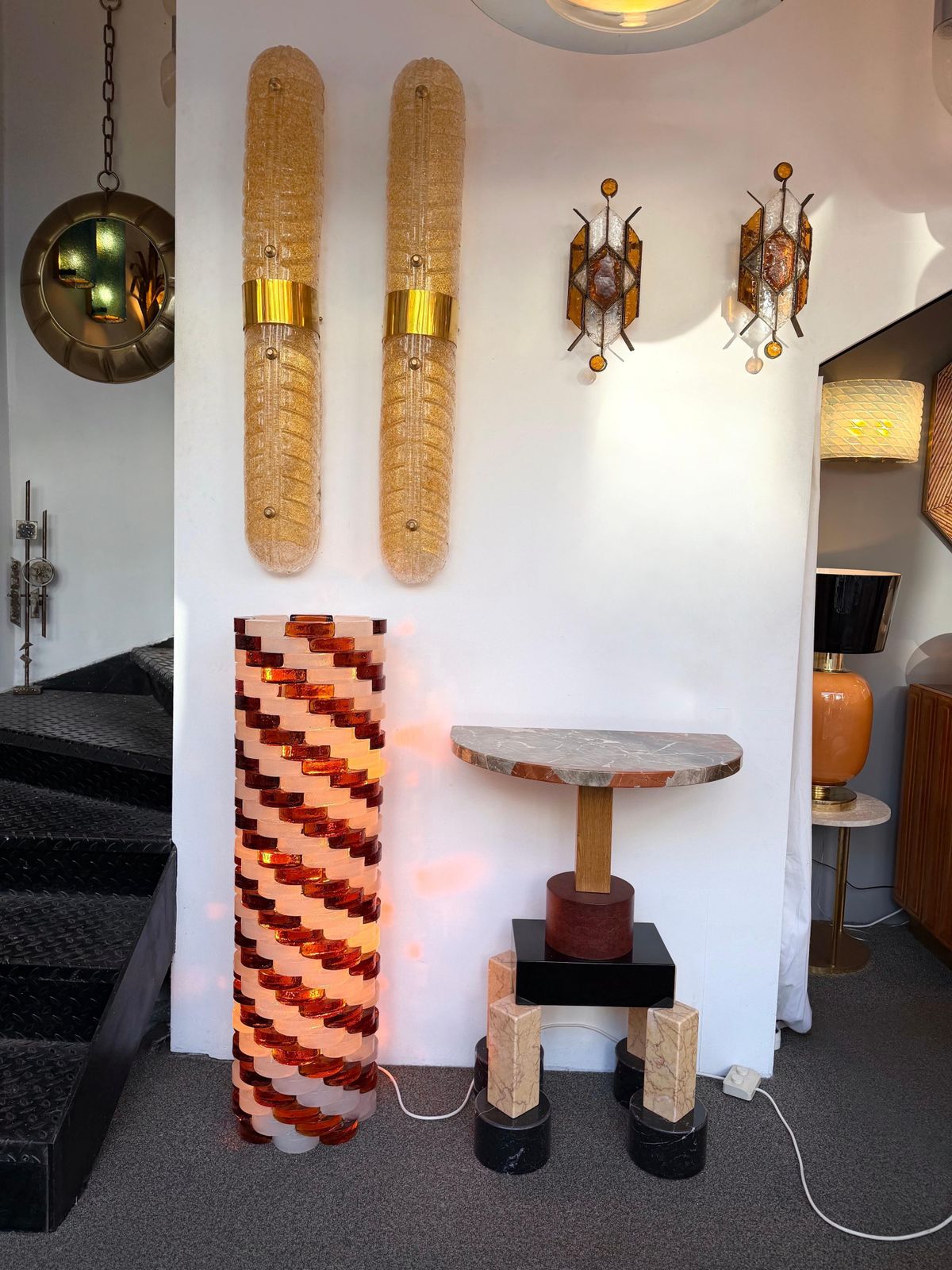 Mid Century Modern Glass Cube Tower Floor Lamp By Poliarte, Italy, 1970s photo for sale