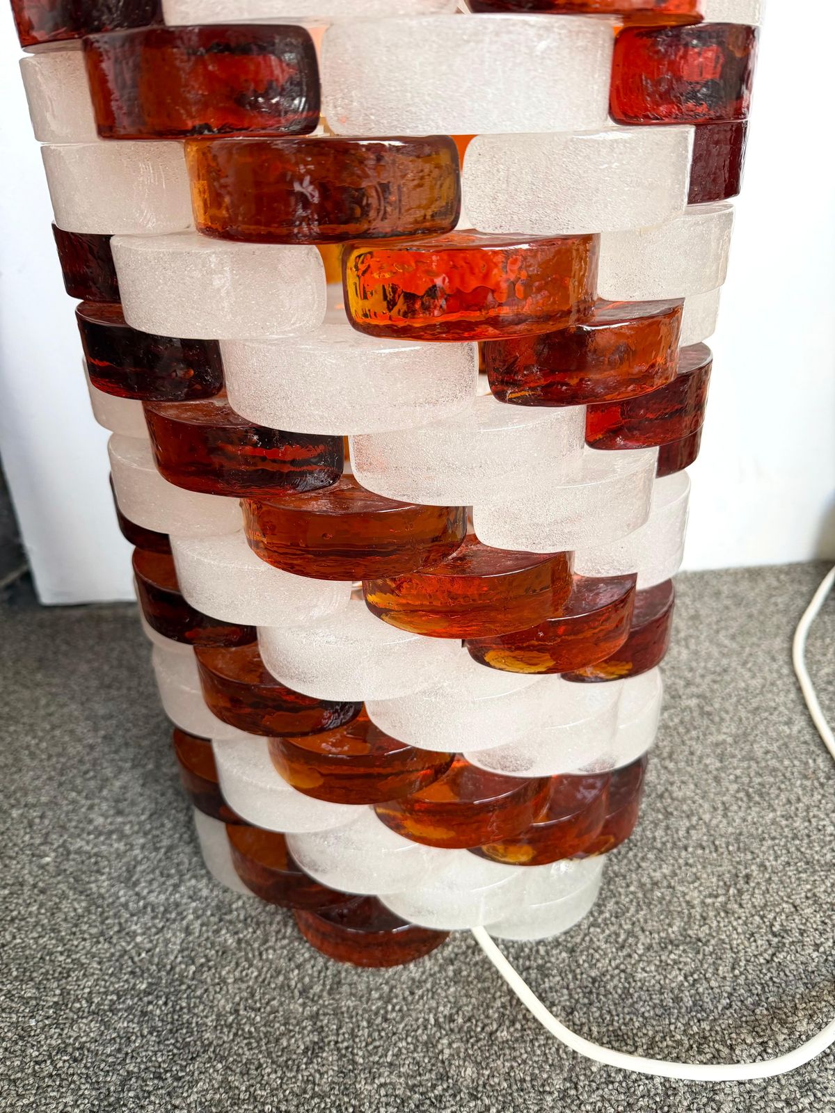 photo vinterior Mid Century Modern Glass Cube Tower Floor Lamp By Poliarte, Italy, 1970s
