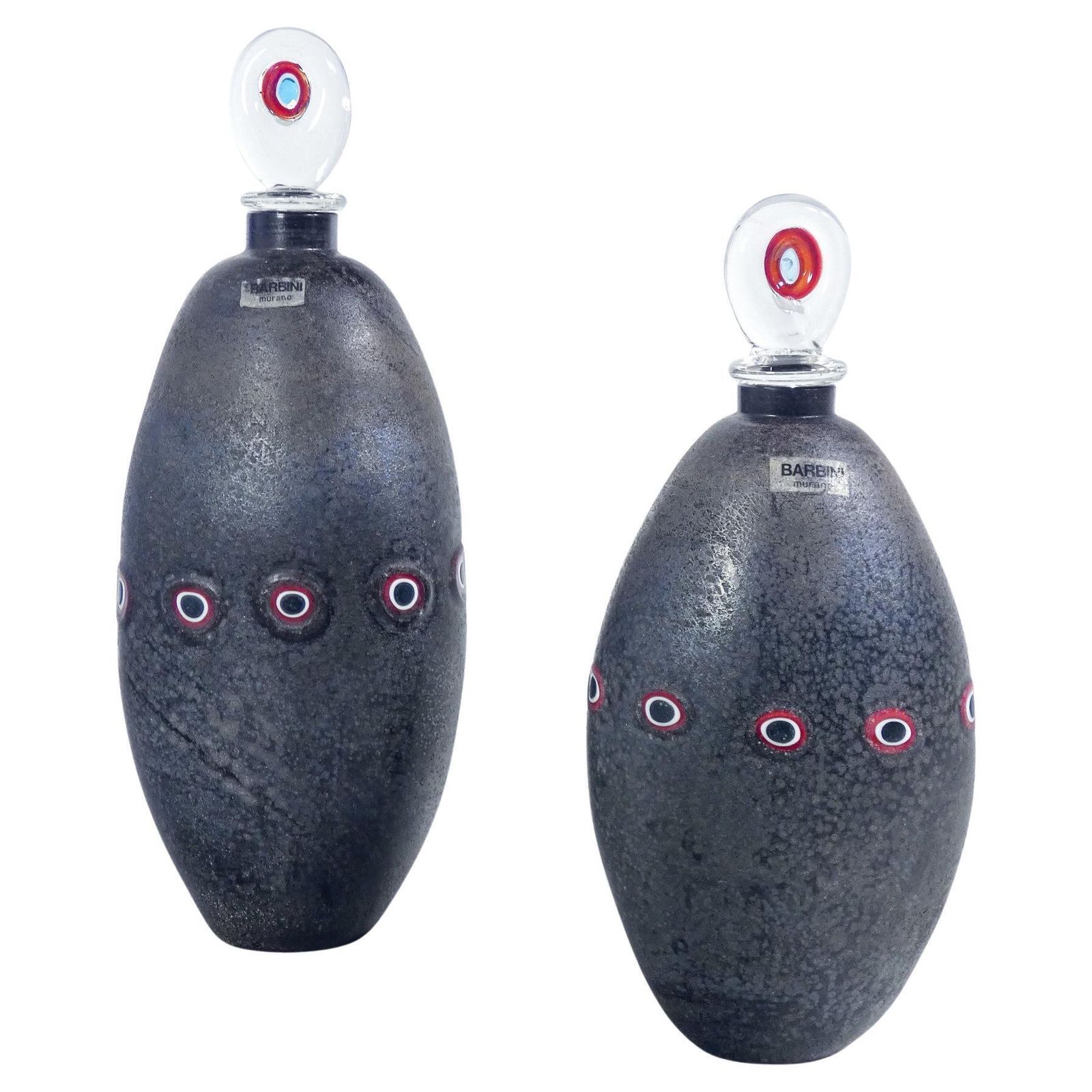 Pair Of Bottles From The Scavo Series, Design Alfredo Barbini. Murano, 70s