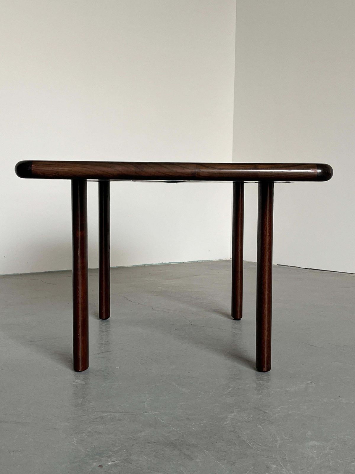 Furniture Large Vintage Mid Century Office Table In Palisander, Cognac Leather And Steel photo