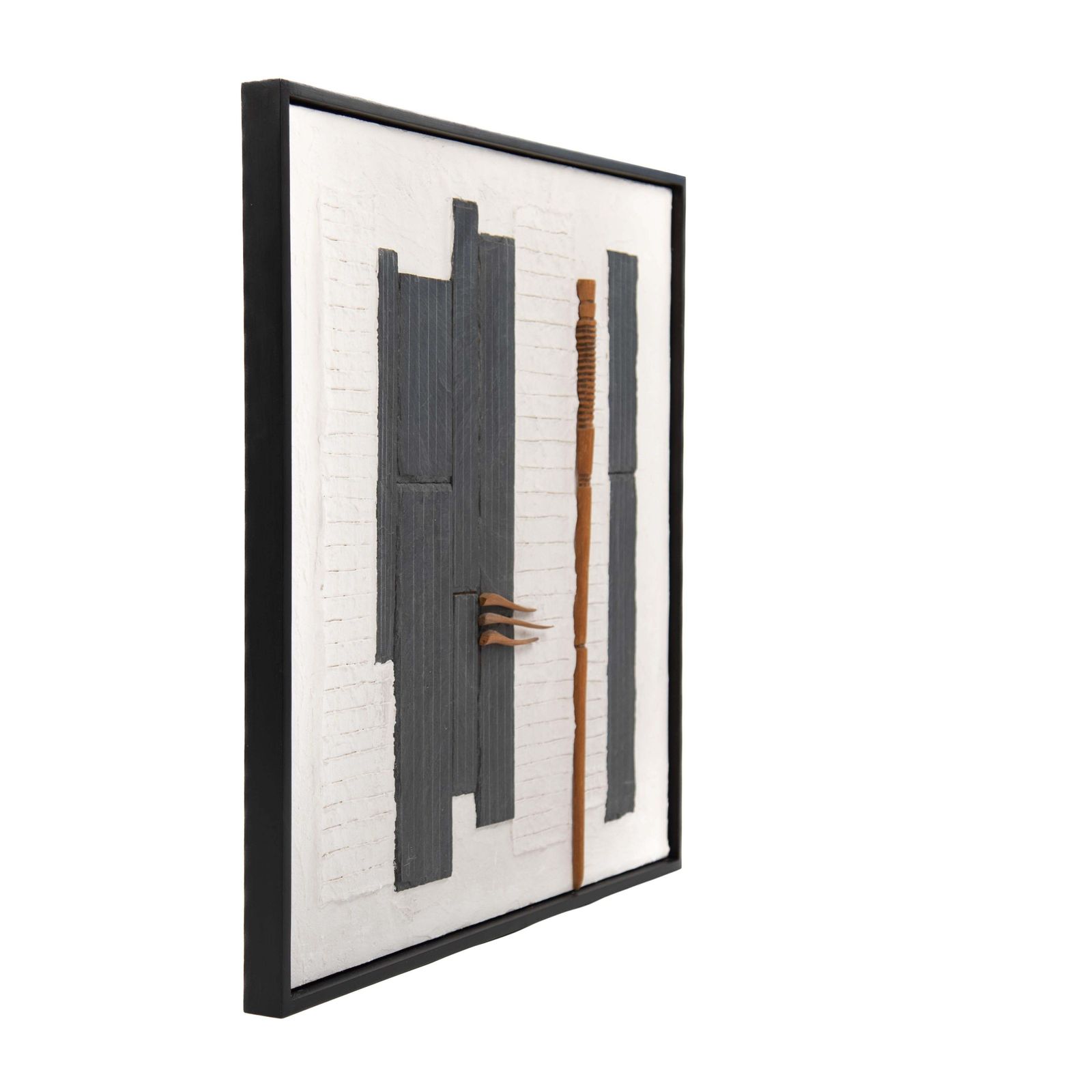 Pair Of French Abstract Relief Panels In Black White By Jean Paul Chablais 2001 photo 4798.0