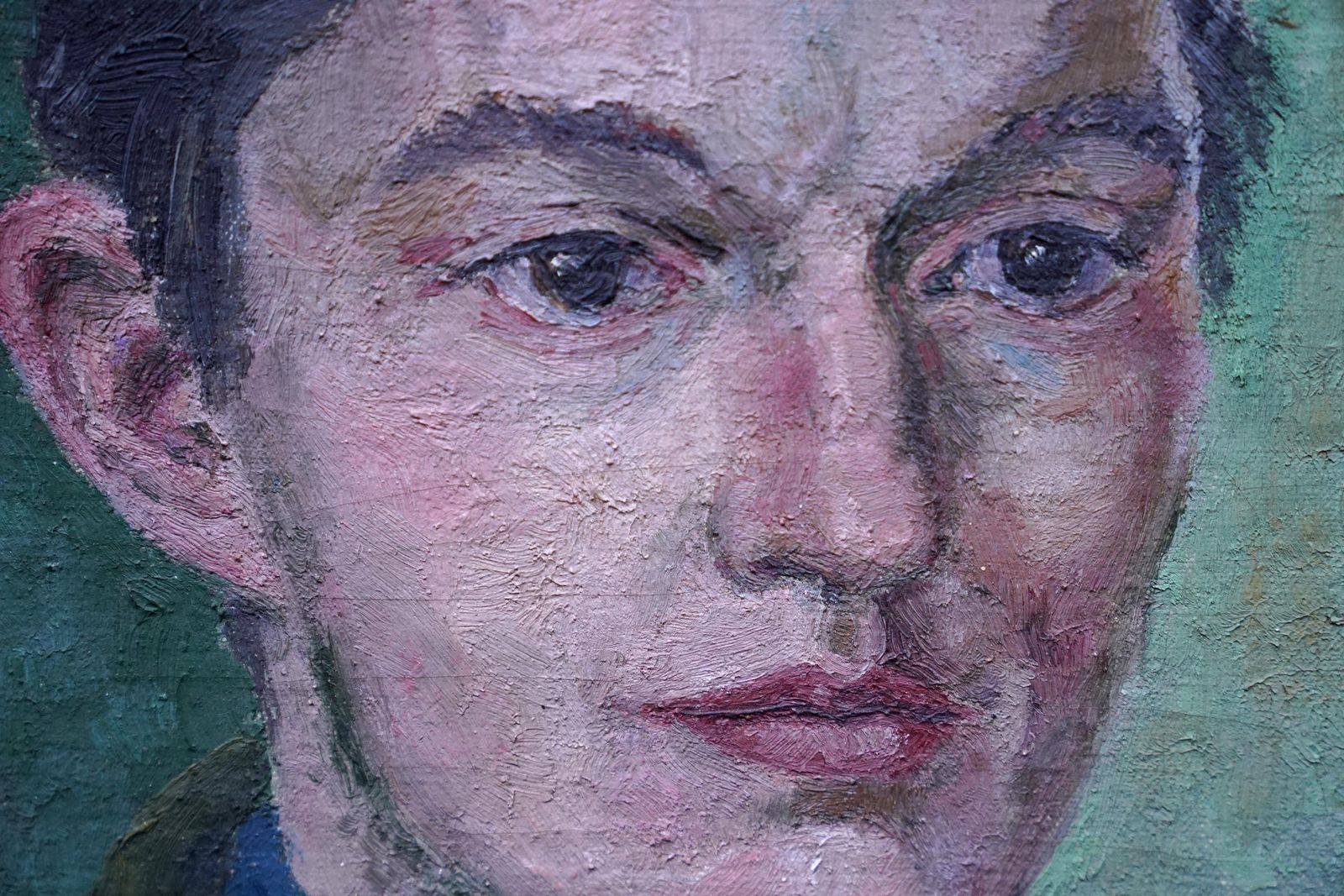 Glyn Morganportrait Of Man With Bow Tie   Welsh Post Impressionist 50's Art Oil Painting1952 photo 1633.0