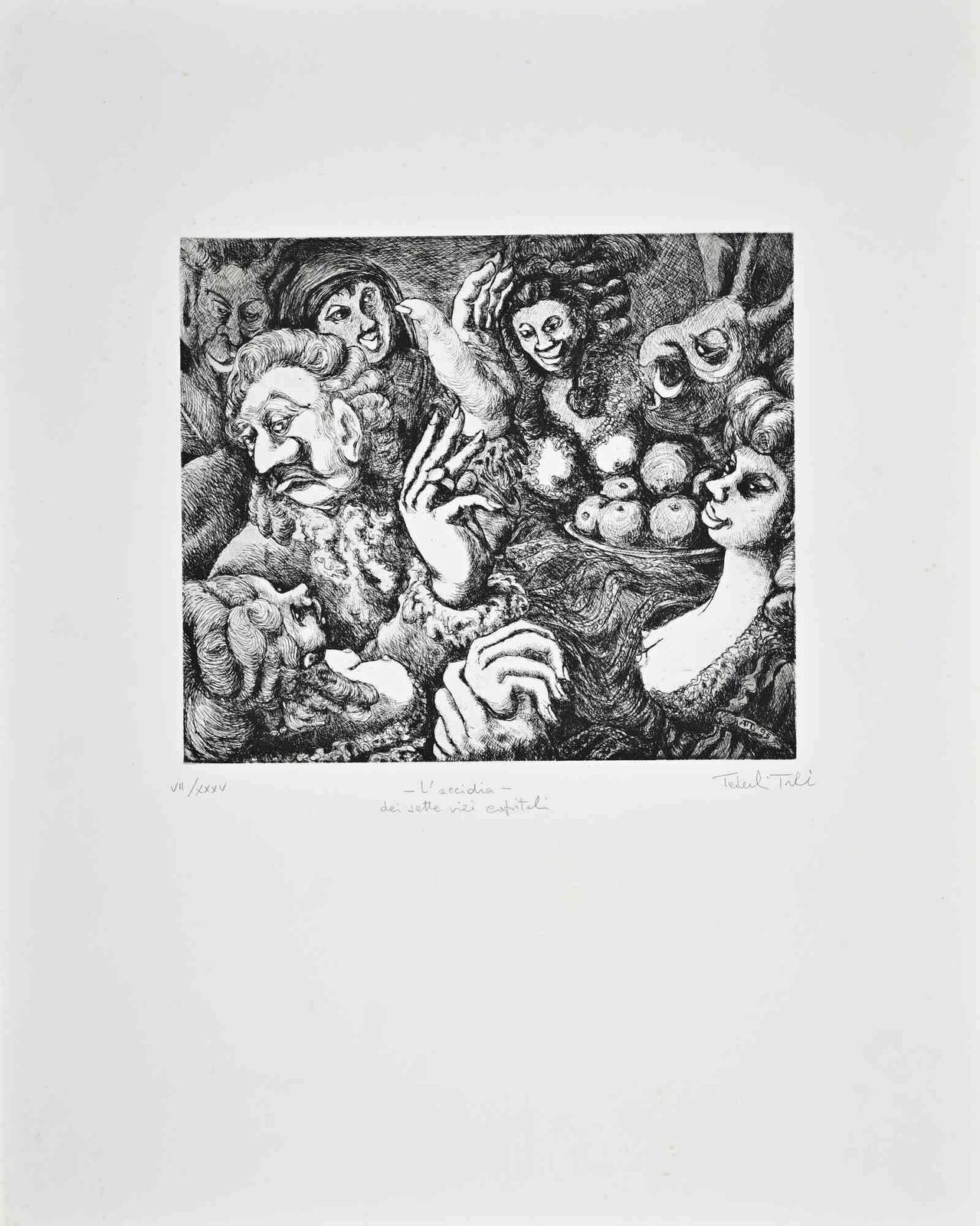 Amedeo Tedeschi Toschisloth Etching By Amedeo Tedeschi Toschi 19901990s