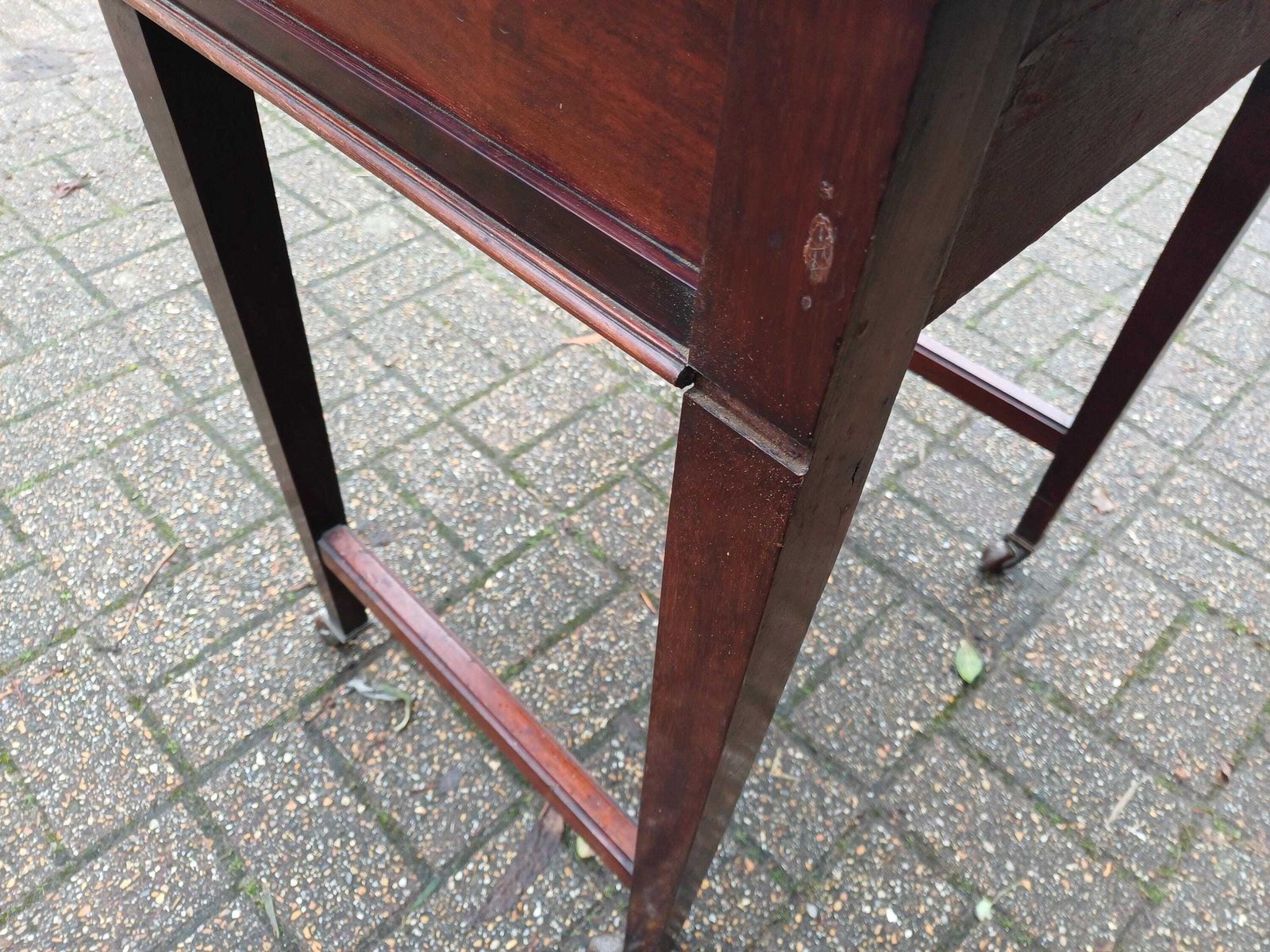 Victorian Mahogany Side Table Desk Dressing Table Brass Handle Drawer Inlaid Detailing Antique Occasional Hall Table photo vintage
