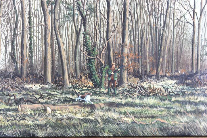 Pair Of British Sporting Oil Paintings Autumn And Winter Pheasant Shoot photo vinterior