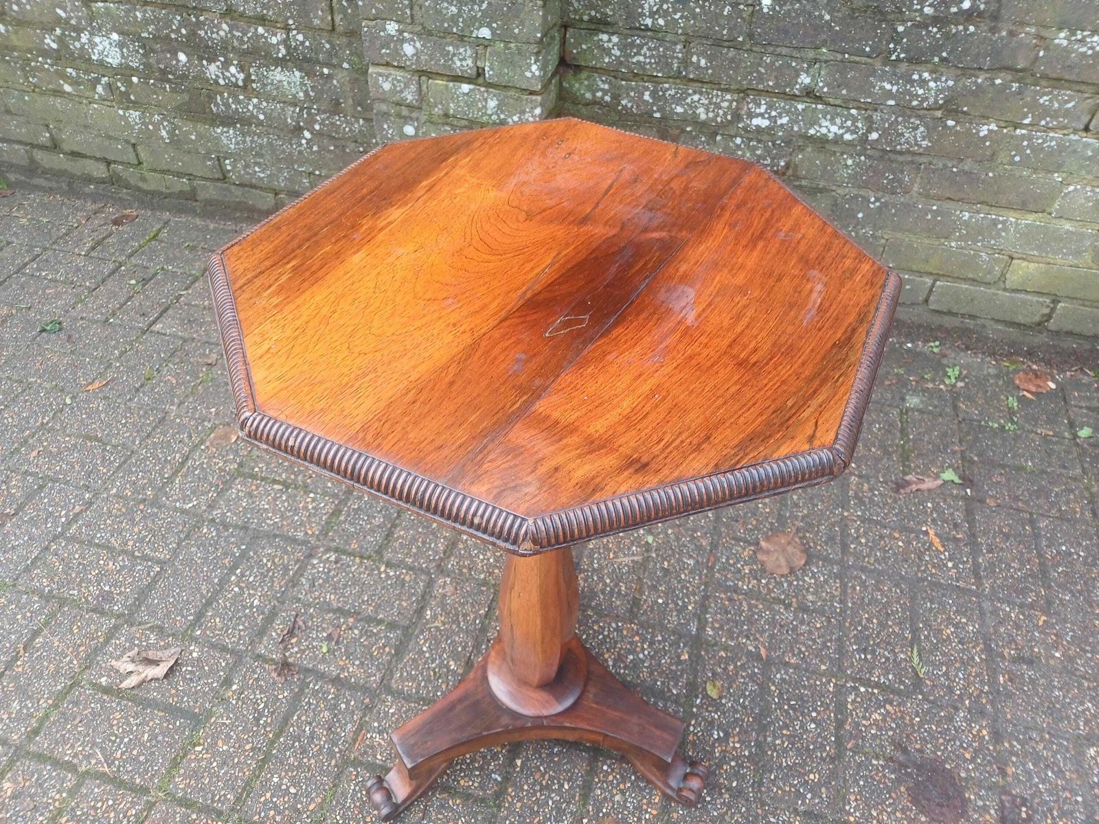 Victorian Rosewood Occasional Side Table Antique Column Stand Pedestal Table Vintage Elegant English Wine Lamp Hall Table photo Furniture