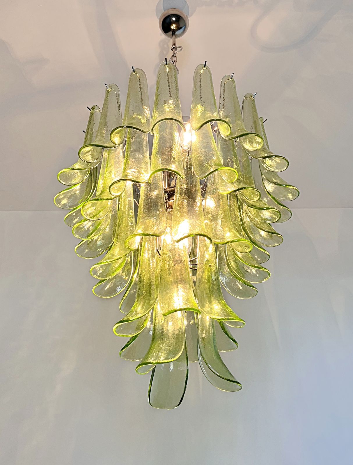 Italian Vintage Murano Chandelier   52 Amber Green Petals photo 1440.0