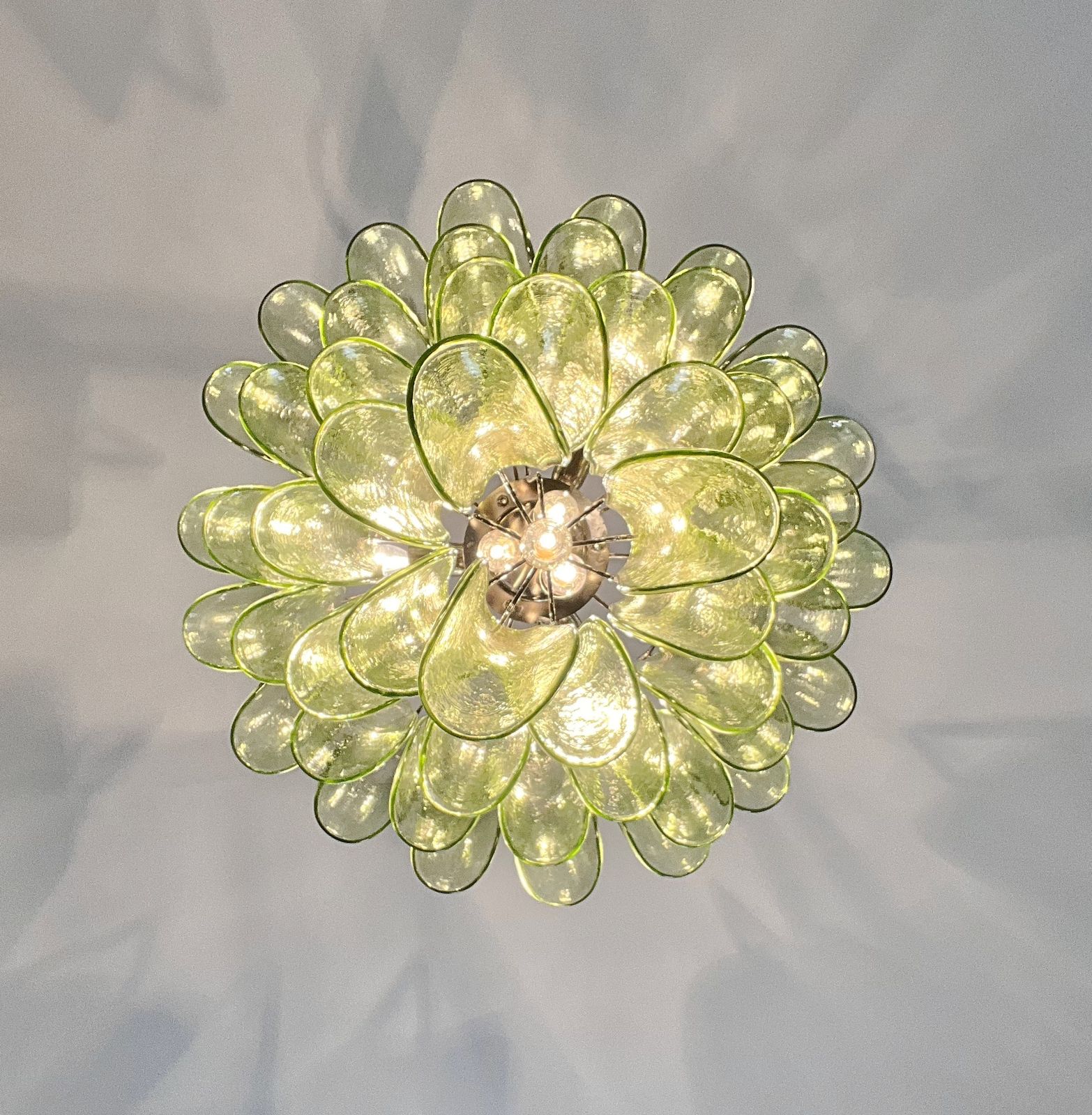 1440.0 Italian Vintage Murano Chandelier   52 Amber Green Petals photo