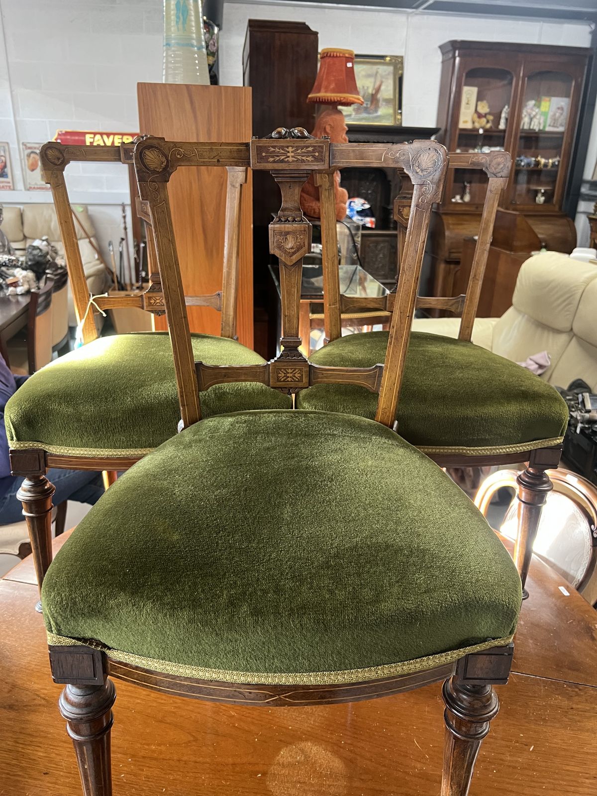 Set Of 6 Antique Inlaid Chairs photo for sale