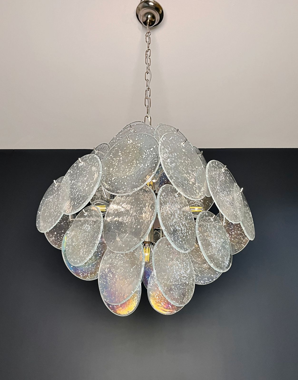 photo buy Vintage Italian Murano Chandelier   36 Iridescent Grit Disks
