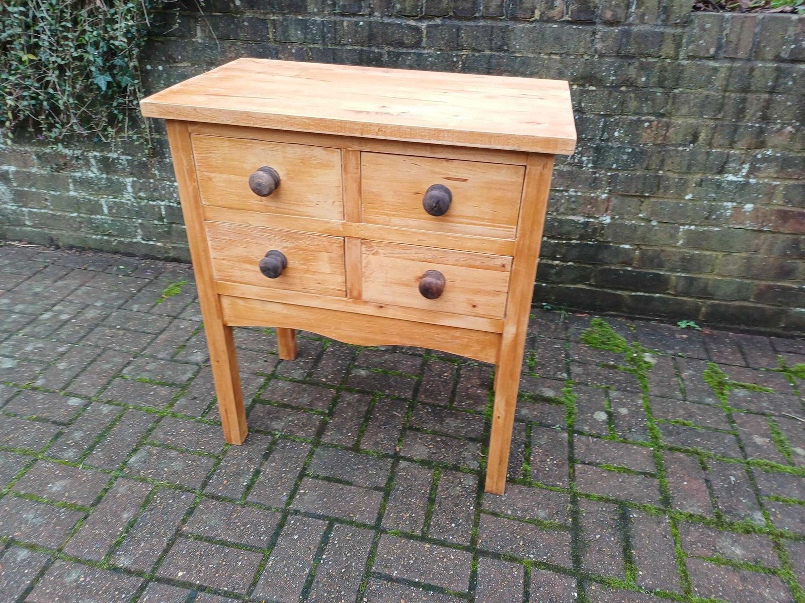 Solid Pine 4 Drawer Dresser Base Chest Cabinet Vintage Rustic Shabby Chic Distressed Finish | 1980s 1990s Sideboard photo vintage