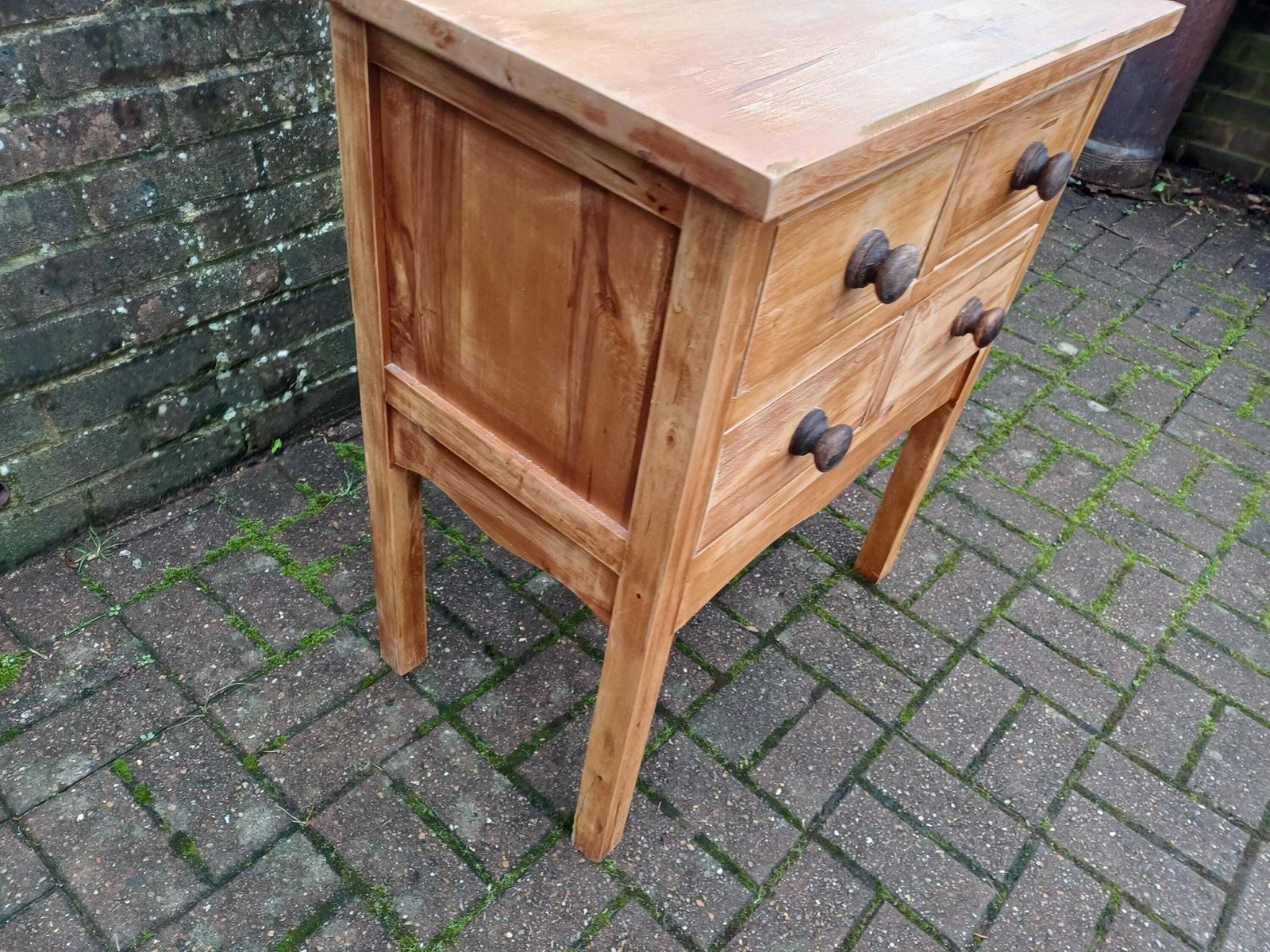 395.0 Solid Pine 4 Drawer Dresser Base Chest Cabinet Vintage Rustic Shabby Chic Distressed Finish | 1980s 1990s Sideboard photo