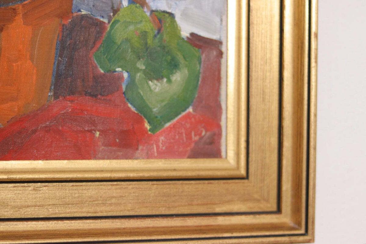 Original Swedish Oil On Canvas – “Winter Cyclamen” By Majken Bergvin (1922–2012) –1965 – Vintage & Framed – 62 × 43 Cm (24.4" × 16.9") photo buy