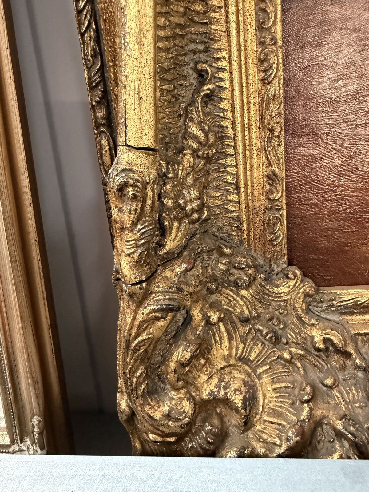 photo vinterior Large Gilt Framed Oil On Canvas Of A Girl In Countryside With Heavy Gilt Frame
