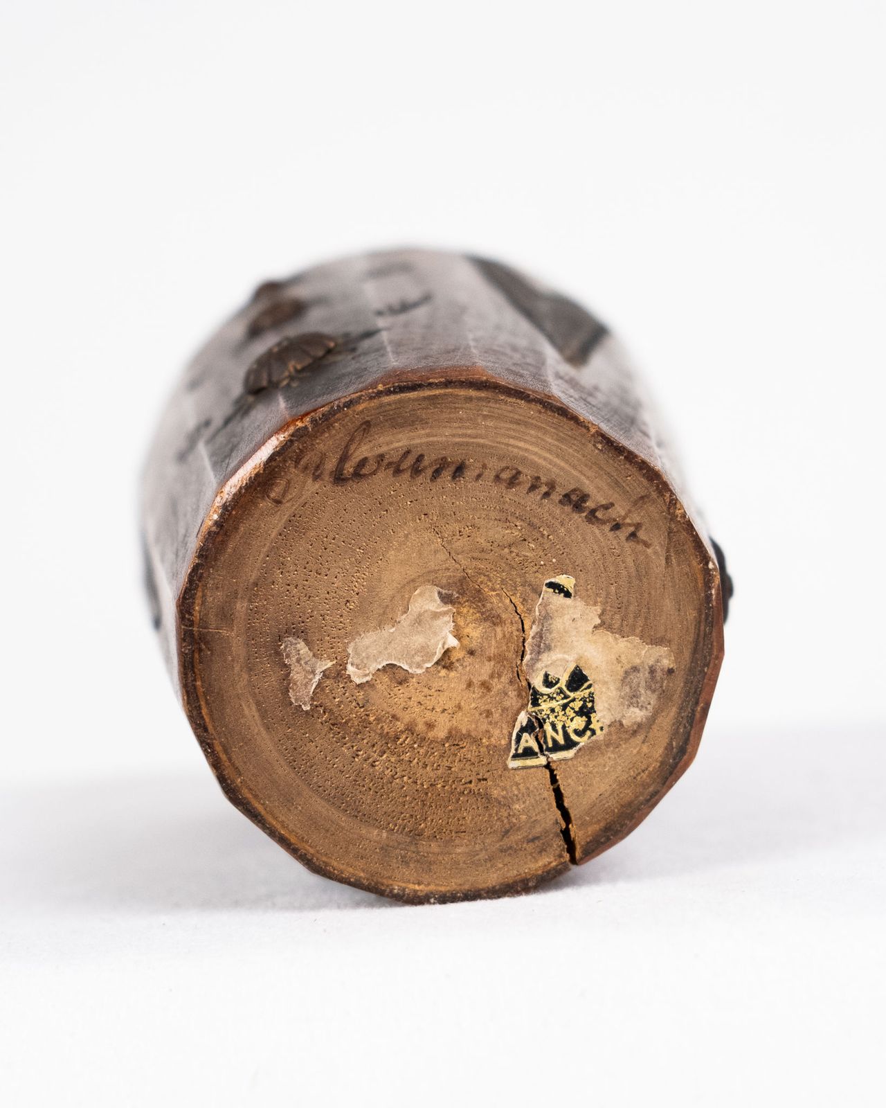 Carved Wood And Brass Accents Vase, Bretagne, France, 1960s photo 150.0