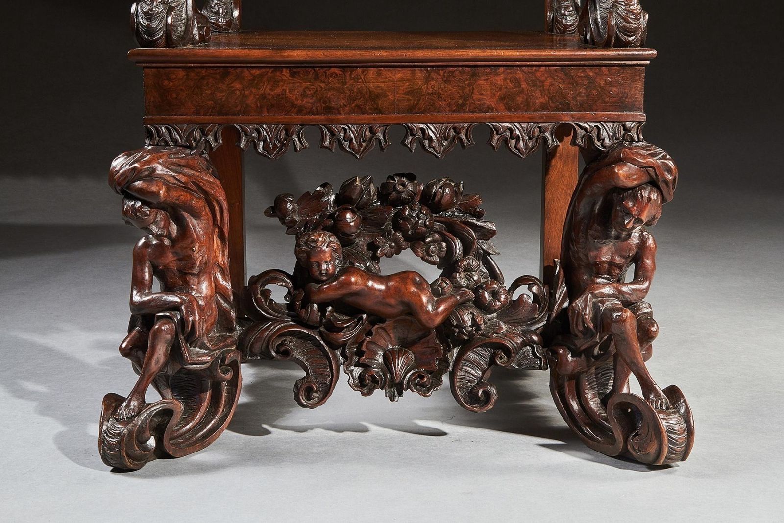 Furniture An Exhibition Quality Italian 19th Century Carved Walnut Armchair After Andrea Brustolon photo