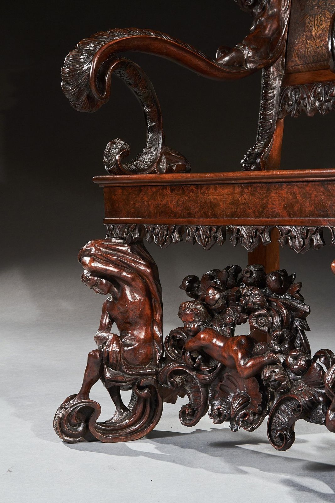 12500.0 An Exhibition Quality Italian 19th Century Carved Walnut Armchair After Andrea Brustolon photo