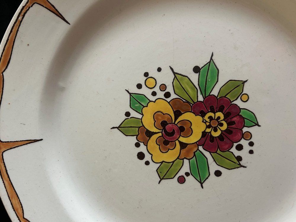 399.0 Art Deco Dishes And Plates From Boch Fréres La Louviére, 1920s, Set Of 8 photo