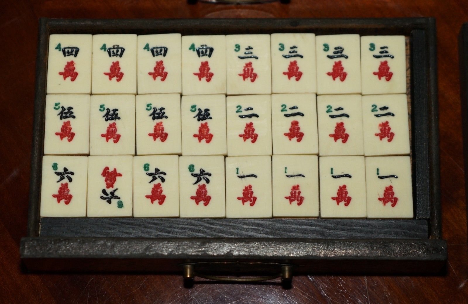 photo vinterior Antique Mahjong Suite Circa 1940's Chinese Chinoiserie Dragon Design Must See