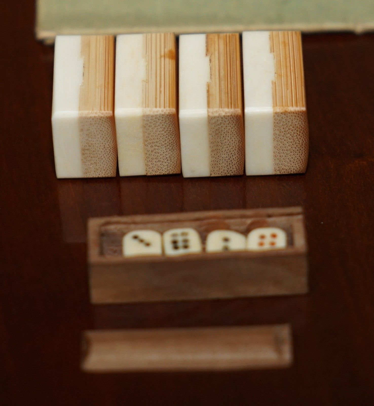 1495.0 Antique Mahjong Suite Circa 1940's Chinese Chinoiserie Dragon Design Plus Dice photo