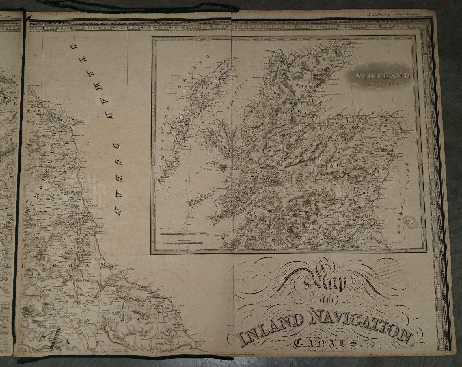 photo vintage 1830 Dated Extra Large 194cm X 159cm Inland Navigation Map Canals And Railroads