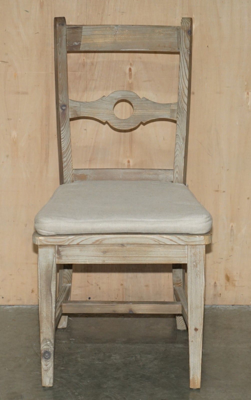 Fine Pair Of Swedish Style Loaf Reclaimed Pine Side Chairs With Cushioned Seats photo for sale