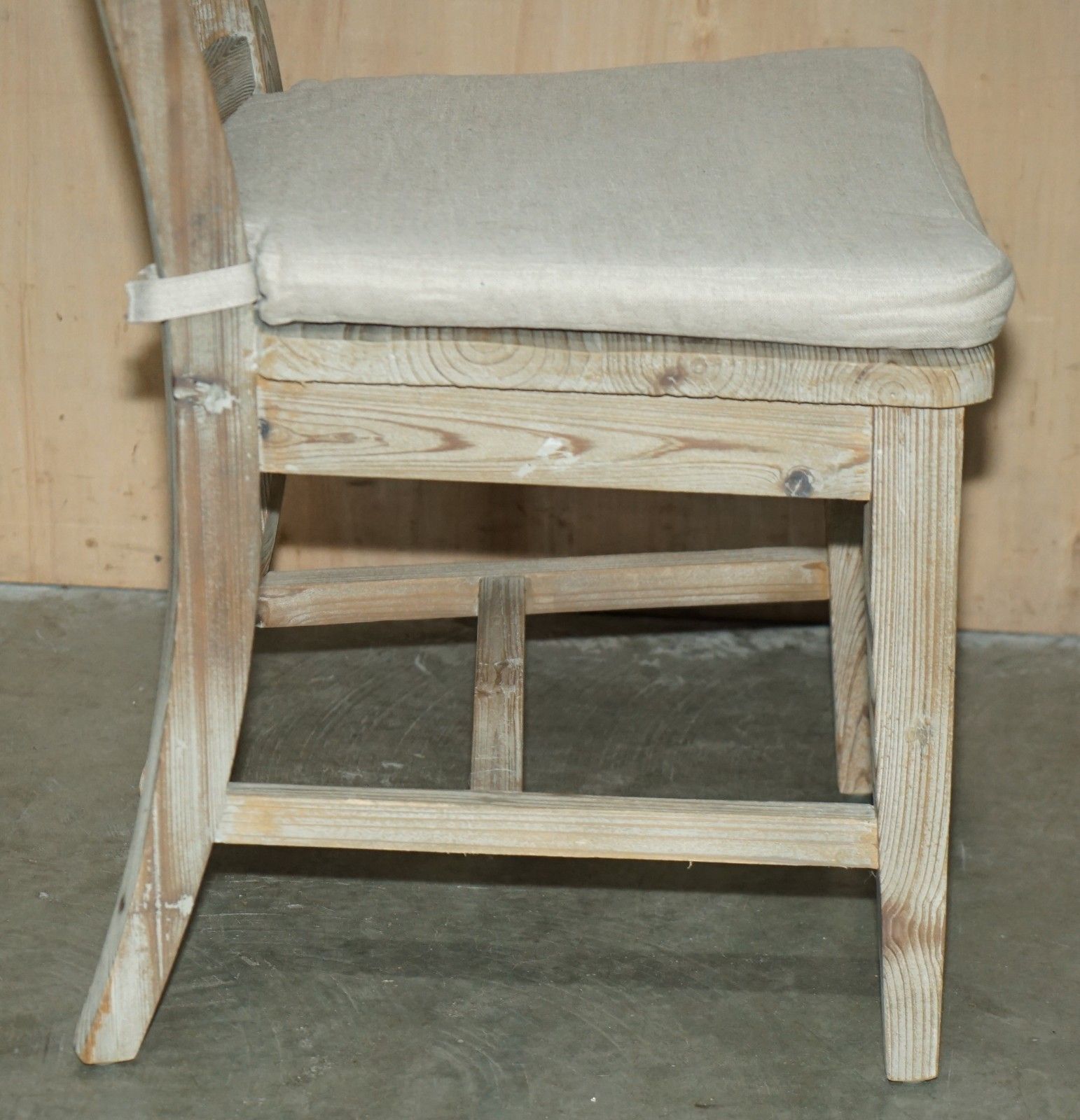 Fine Pair Of Swedish Style Loaf Reclaimed Pine Side Chairs With Cushioned Seats photo buy