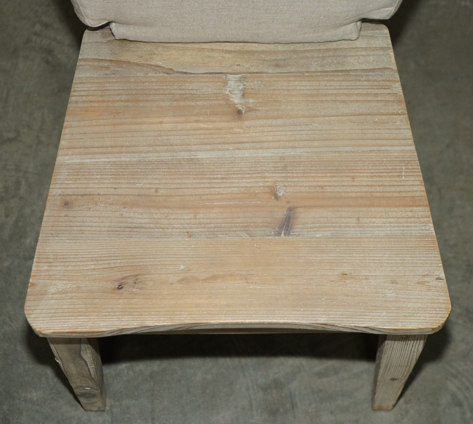 photo for sale Fine Pair Of Swedish Style Loaf Reclaimed Pine Side Chairs With Cushioned Seats