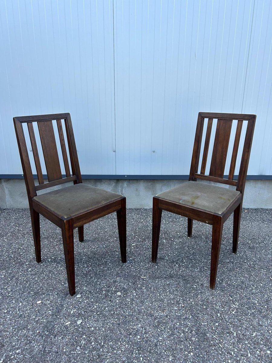 Set Of Art Deco Chairs Ateliers Vallin, 1930s