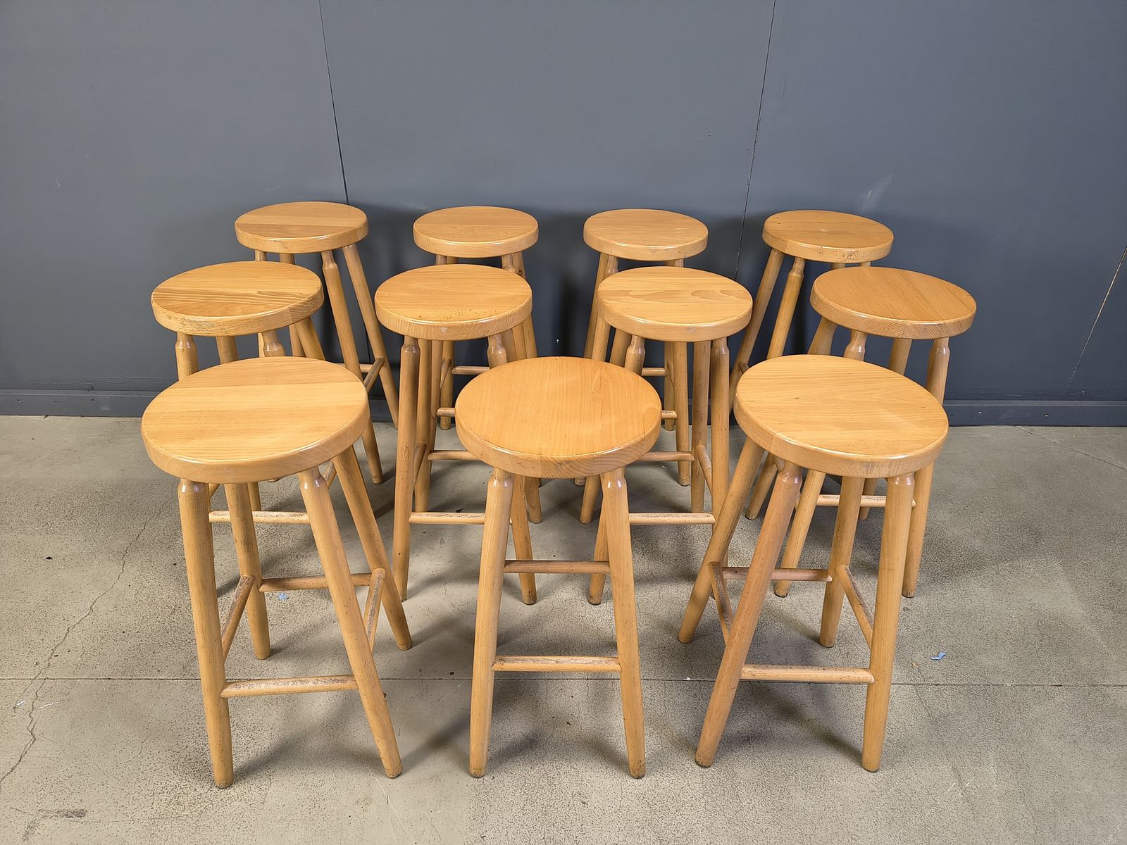 photo furniture Alpine Style Chalet Stools In Wood, Set Of 11   1970s