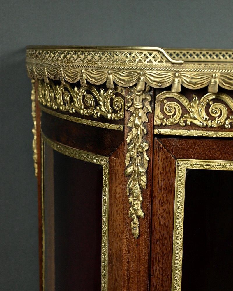 Small Mahogany Display Cabinet, Louis XV Louis XVI Transitional Style – Early 20th Century photo buy