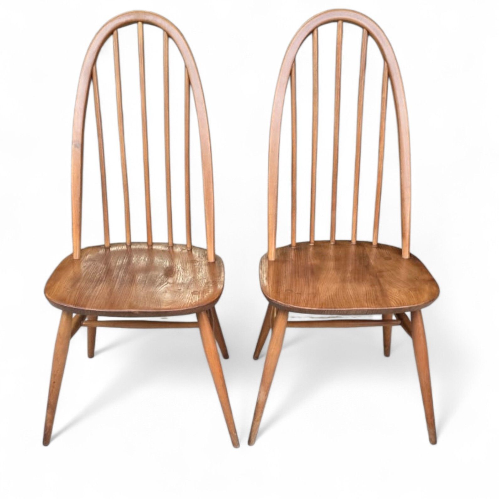 Vintage Pair Of Ercol Blonde Quaker Dining Chairs