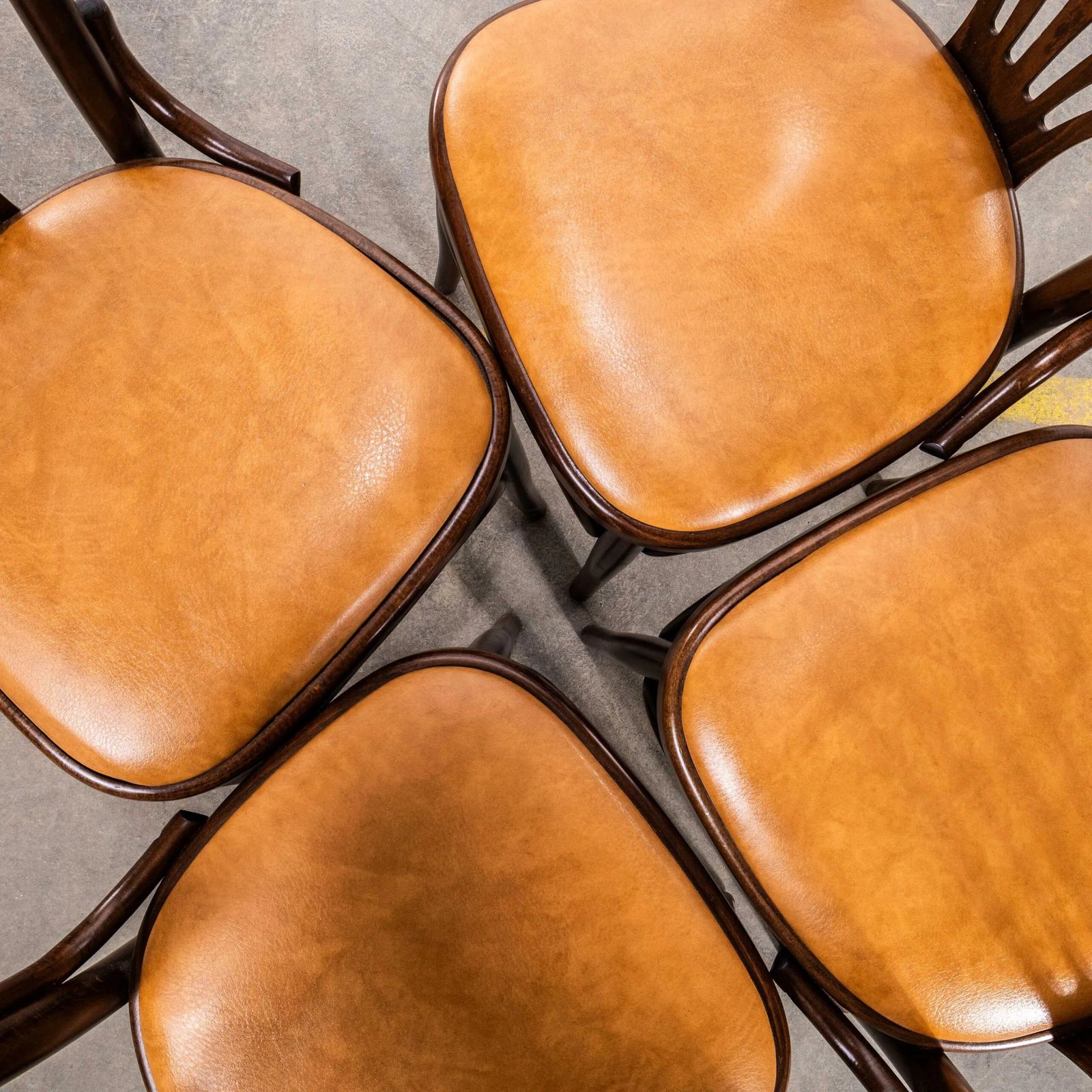 1960’s Upholstered Fan Back Bentwood Dining Chairs photo vinterior