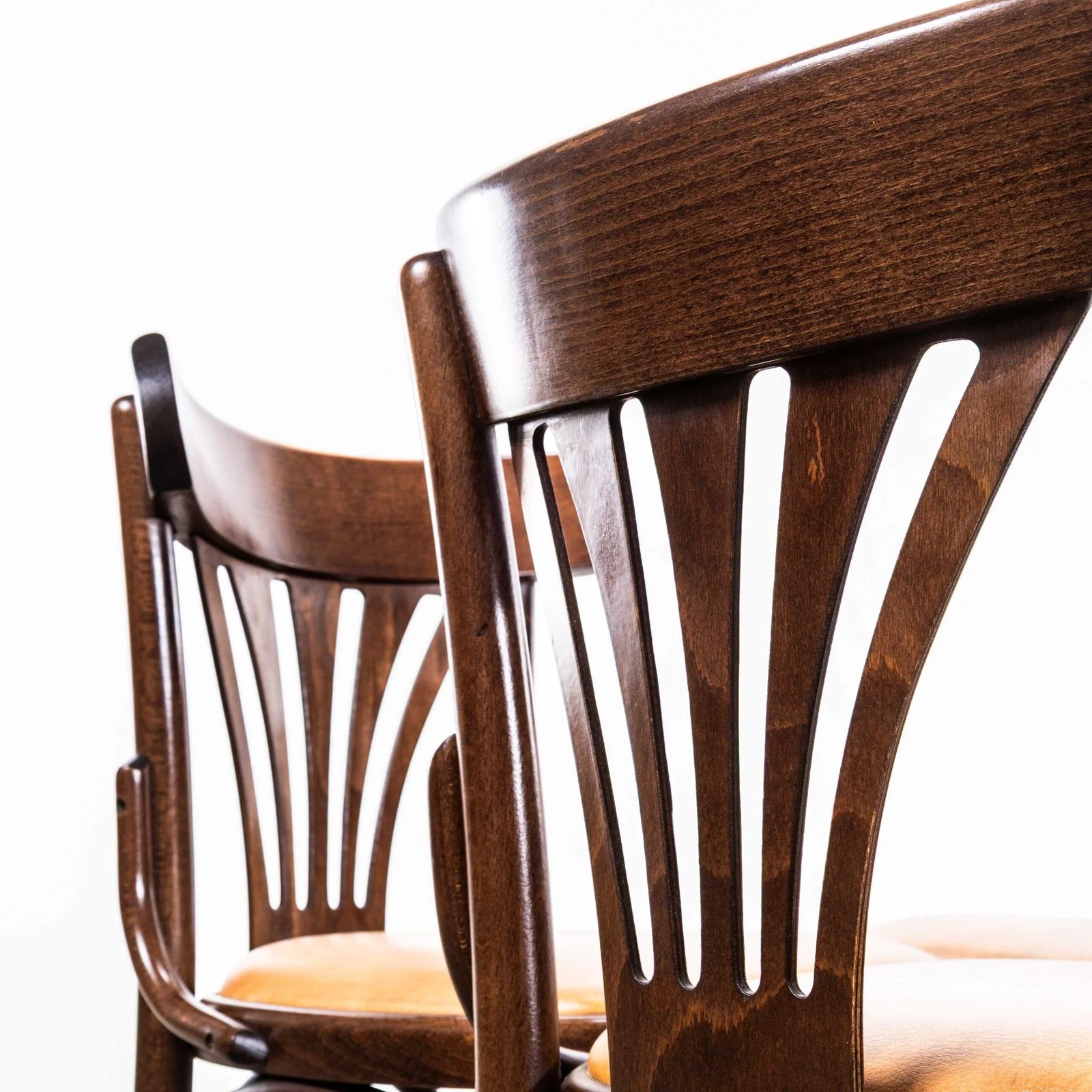 1960’s Upholstered Fan Back Bentwood Dining Chairs photo vintage