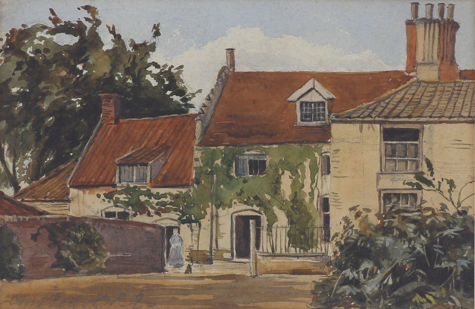 Watercolour By Catherine Maude Nichols. Subject Is Alpington Hall West Wing. photo furniture