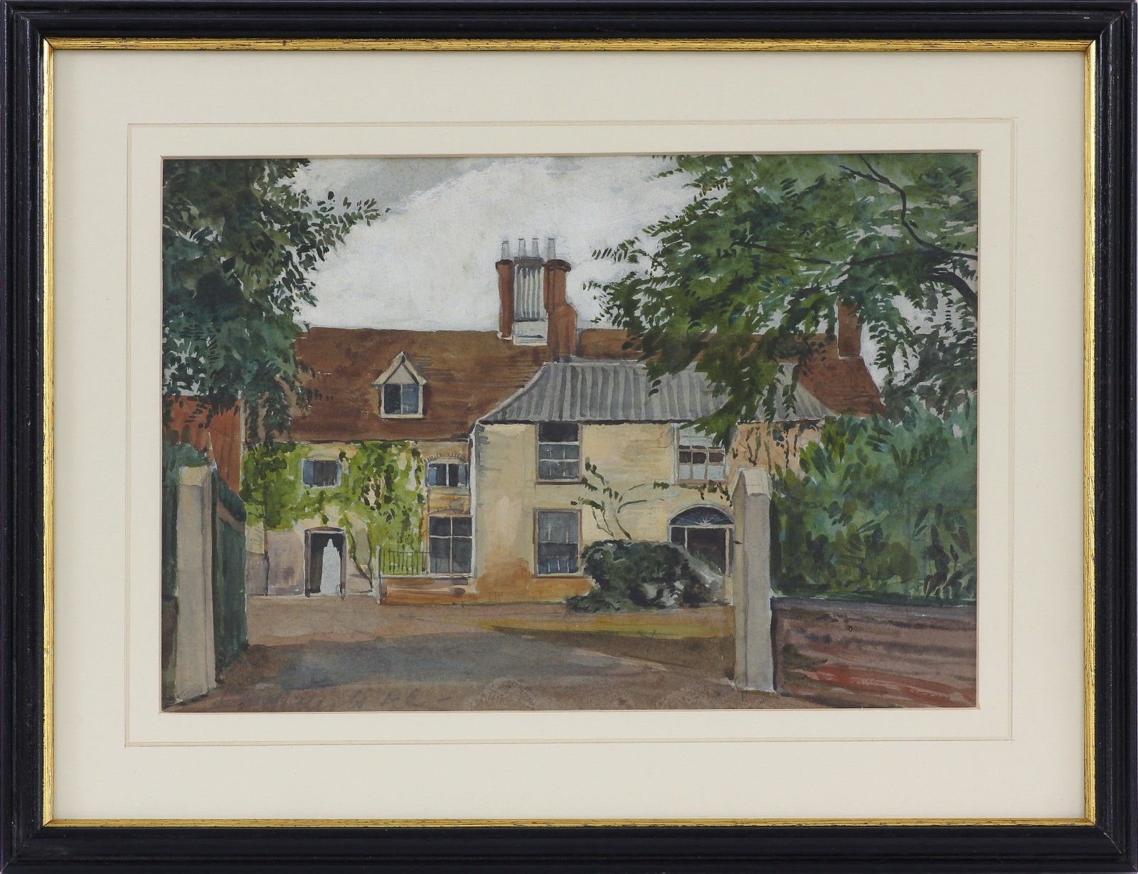 Watercolour By Catherine Maude Nichols. Subject Is Alpington Hall Central View. photo Art