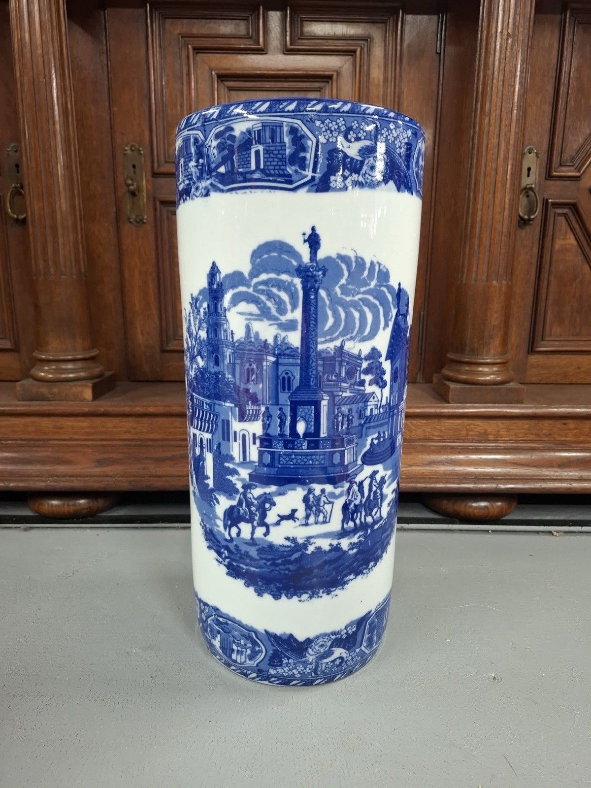 Large Blue And White Porcelain Stick Stand Vase