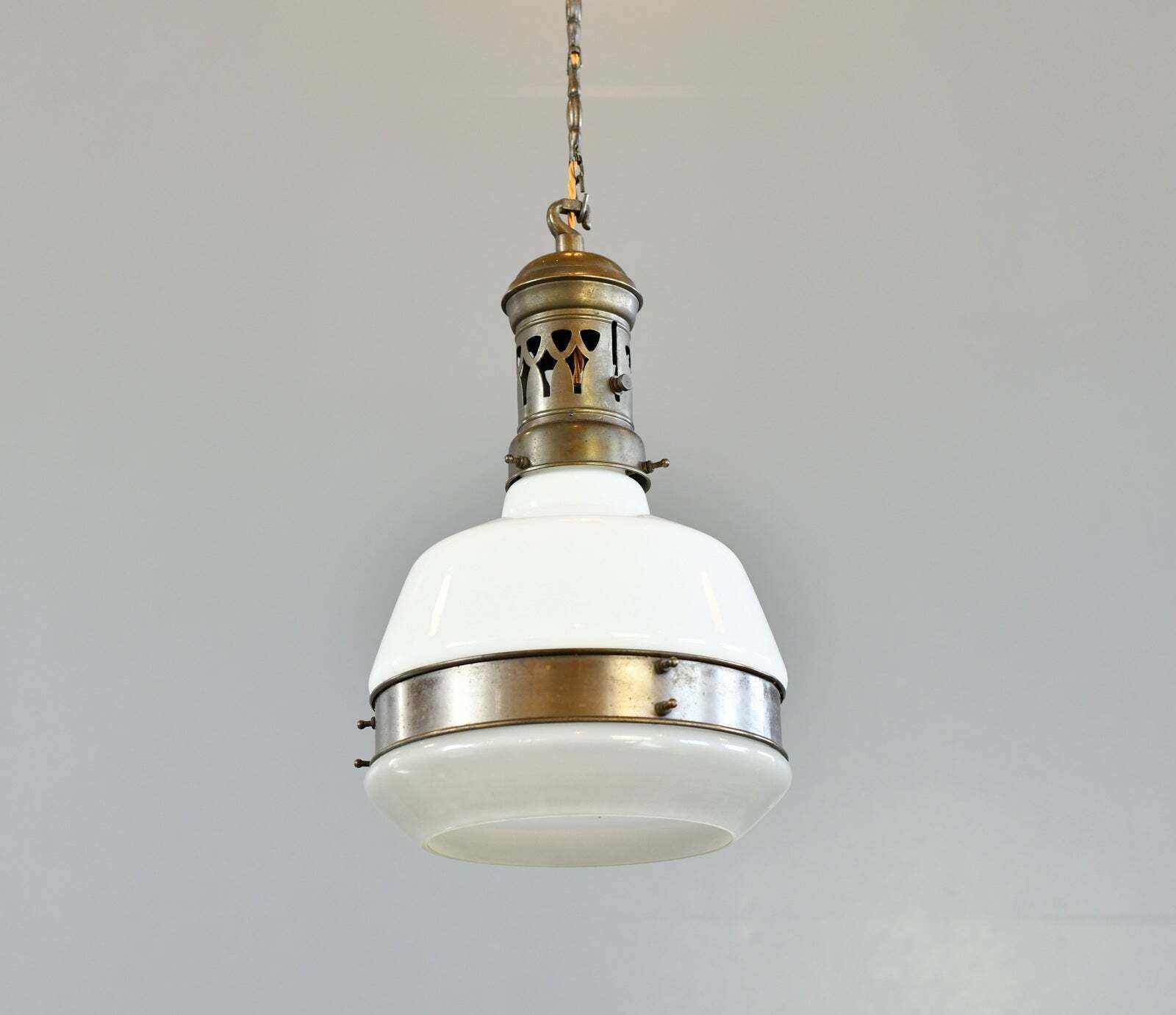 German Opaline Pendant Light Circa 1910 photo Lighting