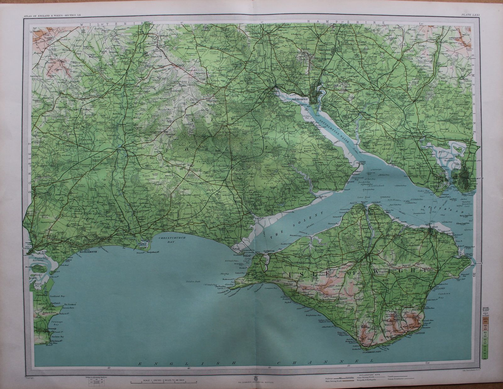 Large Folio Map Isle Of Wight, Southampton And Hampshire