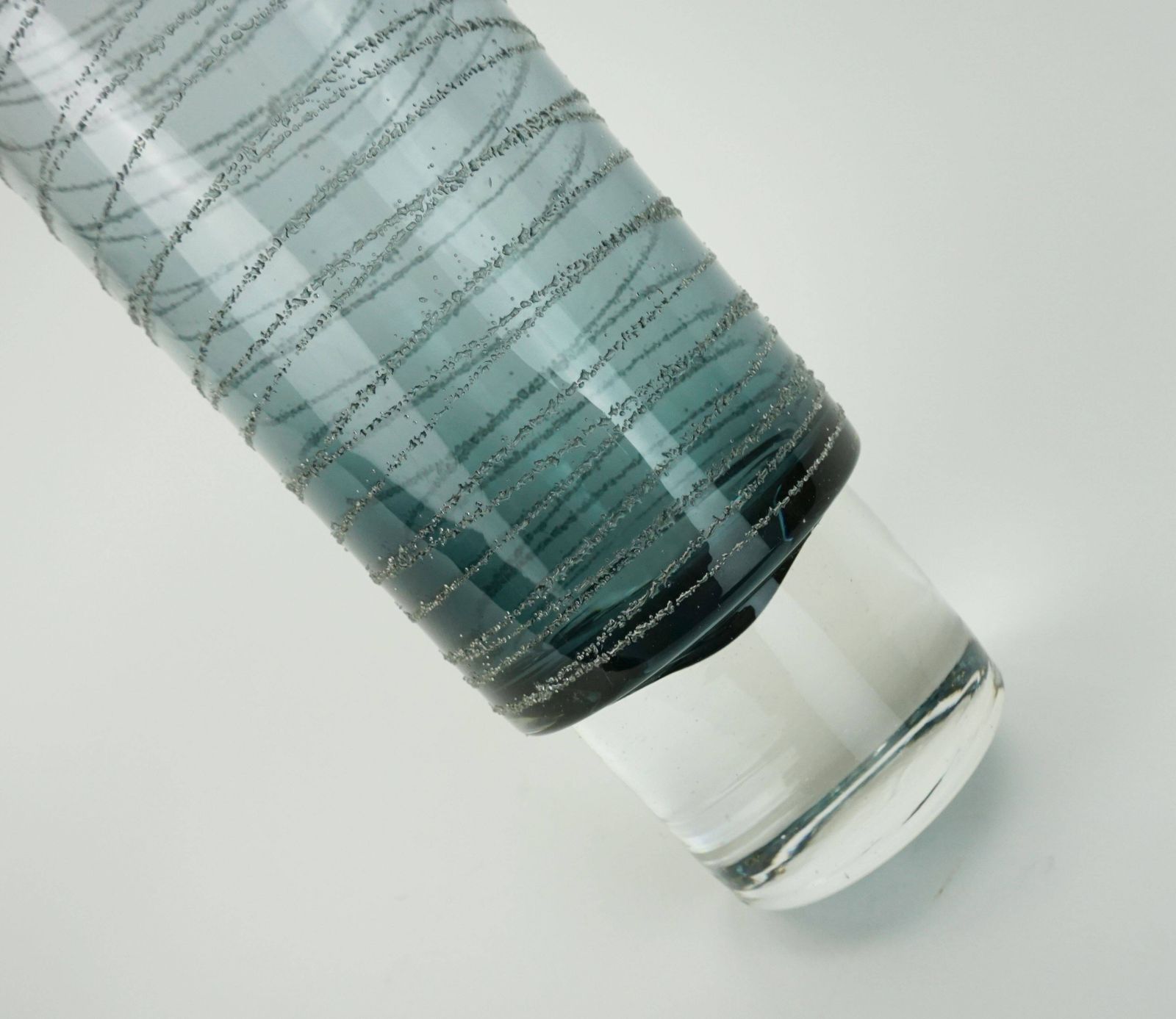 Mid Century Modern Glass Vase With Thread Decoration 1960s 70s photo vinterior