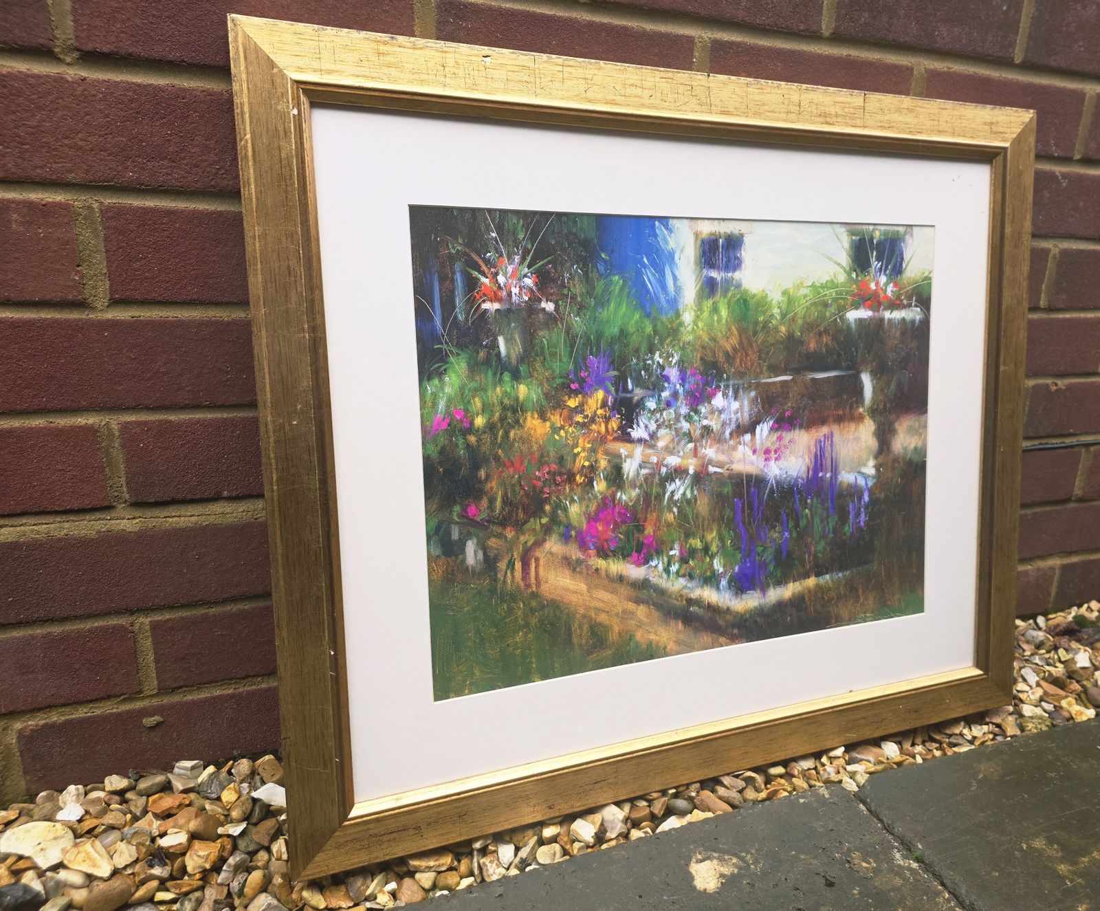 Vibrant Impressionist Print The Patio By American Artist Charles Warren Mundy photo for sale