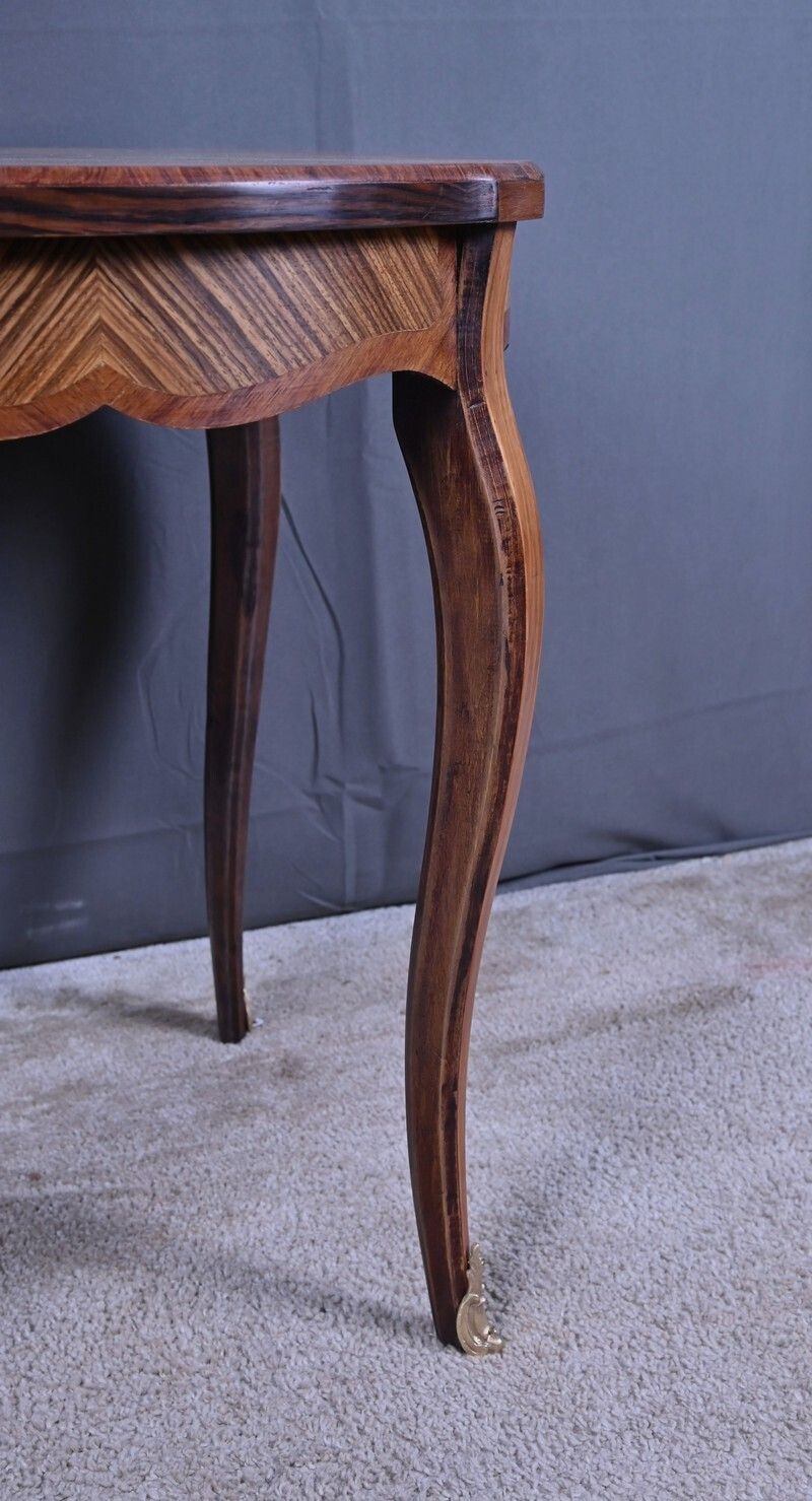 Marquetry Side Table, Louis XV Style – First Half Of The 20th Century photo vintage