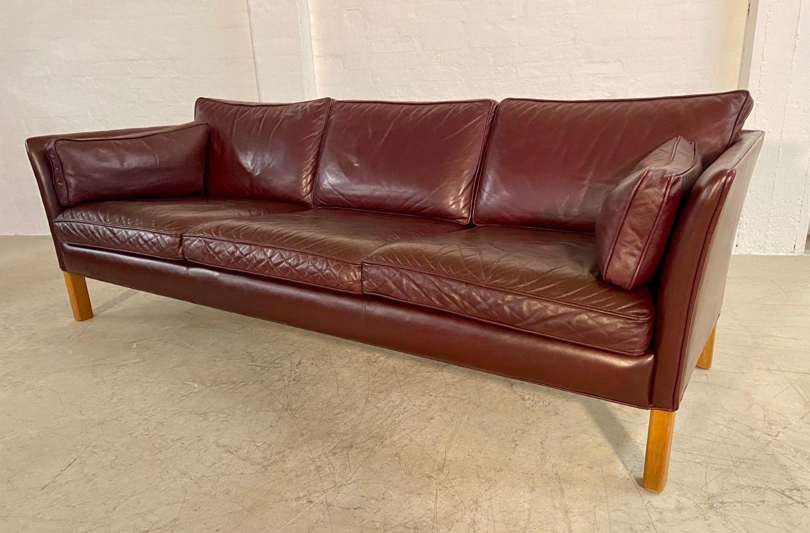 Mid Century Modern Arne Norell Swedish Burgundy Leather Sofa – 1960s