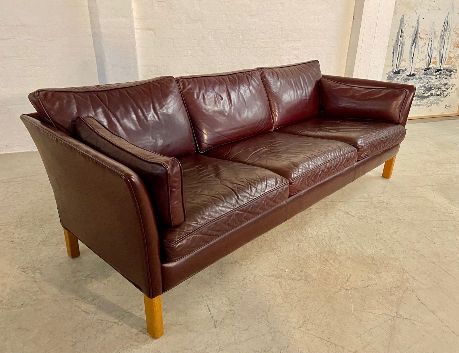 Mid Century Modern Arne Norell Swedish Burgundy Leather Sofa – 1960s photo 2995.0