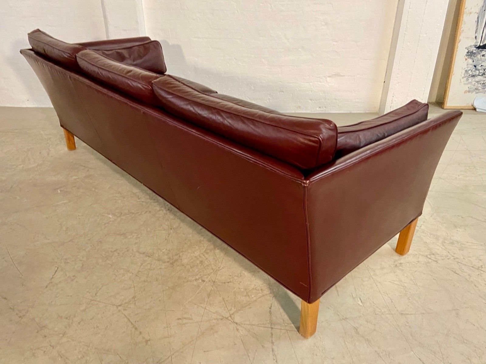 Furniture Mid Century Modern Arne Norell Swedish Burgundy Leather Sofa – 1960s photo