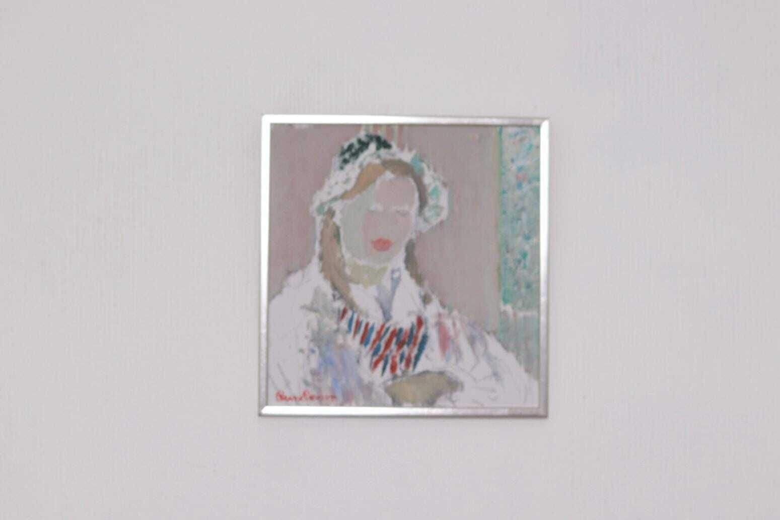 Original Swedish Oil On Panel – “Portrait Of Woman” By Rune Persson – Vintage &  Framed  31 × 30 Cm (12.2" × 11.8") photo furniture