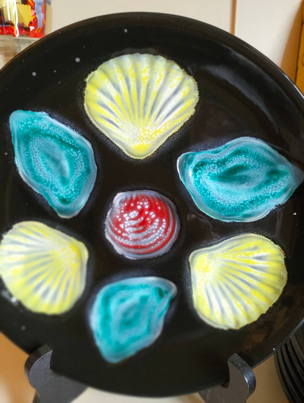 Vintage French Ceramic Oyster Plates, Seafood Bistro Decor, Set Of 6 photo 103.31