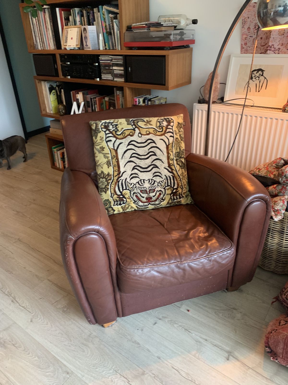 “Large, Extremely Comfortable 1990s Leather Armchair With A Deep Seat And Beautifully Aged Leather. Very Solid And Heavy, With A Great Patina Developed Over Time. Ideal As A Statement Reading Chair Or Lounge Piece.”