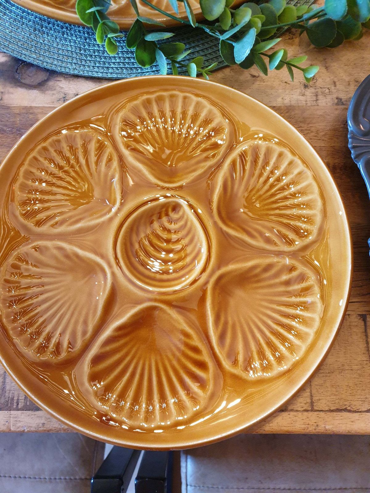 Vintage keramische oesterplaten, schaal voor zeevruchten, Thanksgiving Table photo buy